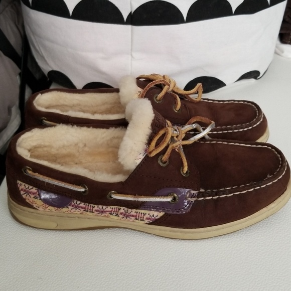 Fur Lined Brown Sperry Top Siders - Picture 3 of 8